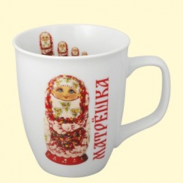 A set of mugs "Matryoshka in red" 0.4 l
